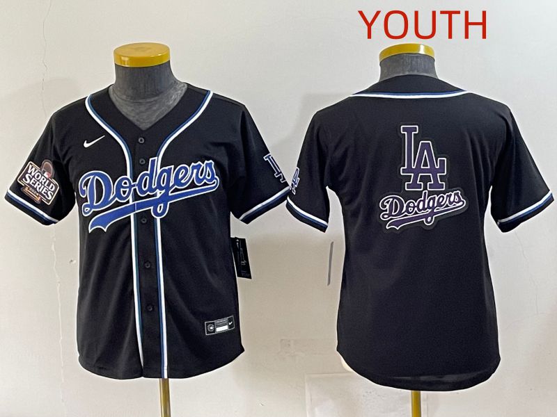 Youth 2025 Los Angeles Dodgers Blank Black Three generations Fashion Nike MLB Jersey style 27->youth mlb jersey->Youth Jersey